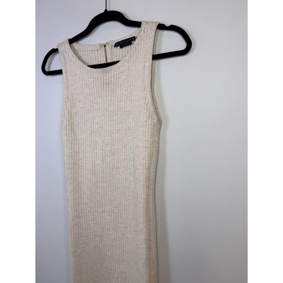 Alice + Olivia Jenner Crew Neck Dress Midi Ribbed Wool Sz L Oatmeal - Picture 16 of 16